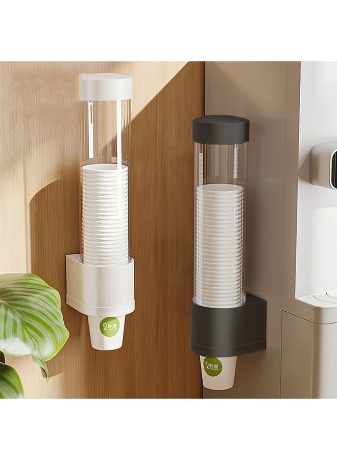 Black Wall Mounted Disposable Cup Holder No Drill Dustproof Transparent Front Organizer - Image 1