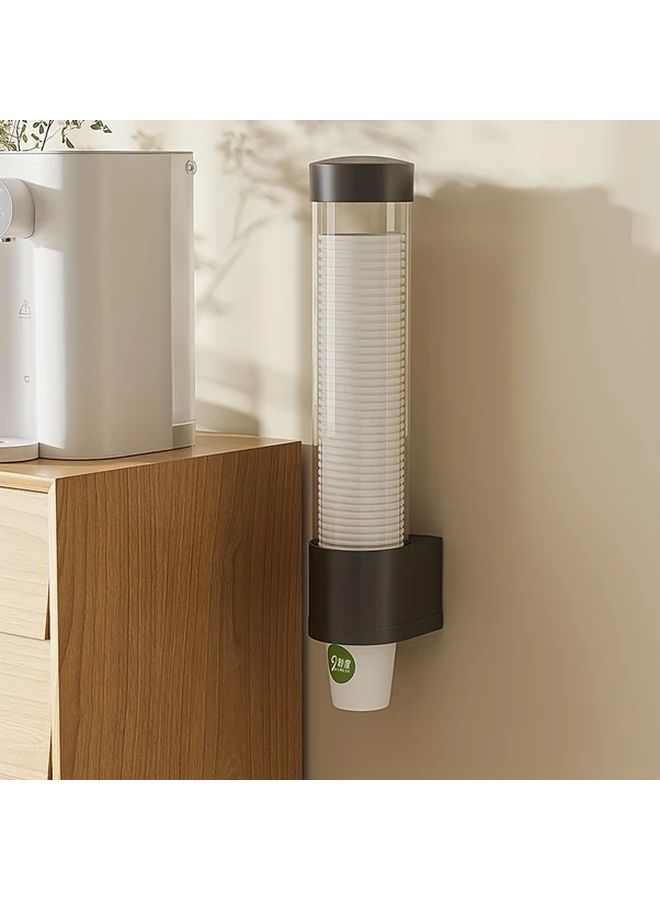 Black Wall Mounted Disposable Cup Holder No Drill Dustproof Transparent Front Organizer - Image 5