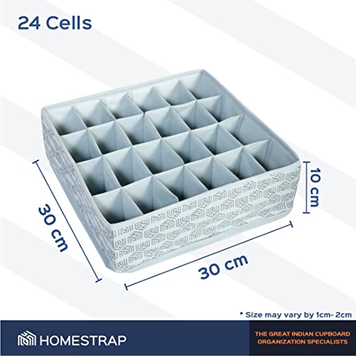 HomeStrap Non-Woven 24 Compartment Socks Organizer | Foldable Drawer Divider for Cupboard | Spacious & Multipurpose Storage for Socks, Ties & Innerwear | Space-Saving Storage Organizer| Set of 2-Grey - Image 2