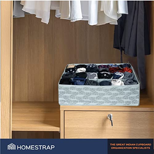 HomeStrap Non-Woven 24 Compartment Socks Organizer | Foldable Drawer Divider for Cupboard | Spacious & Multipurpose Storage for Socks, Ties & Innerwear | Space-Saving Storage Organizer| Set of 2-Grey - Image 5