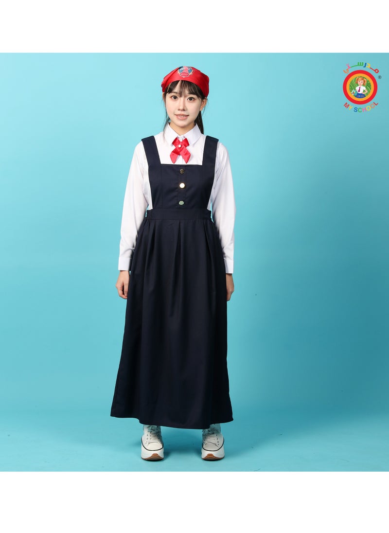 A navy blue, square-cut apron only, with a red tie - pzsku/Z16C49B88925D5FBDC056Z/45/_/1698079241/ea90e164-835b-4305-95df-5cd0d77a89f2