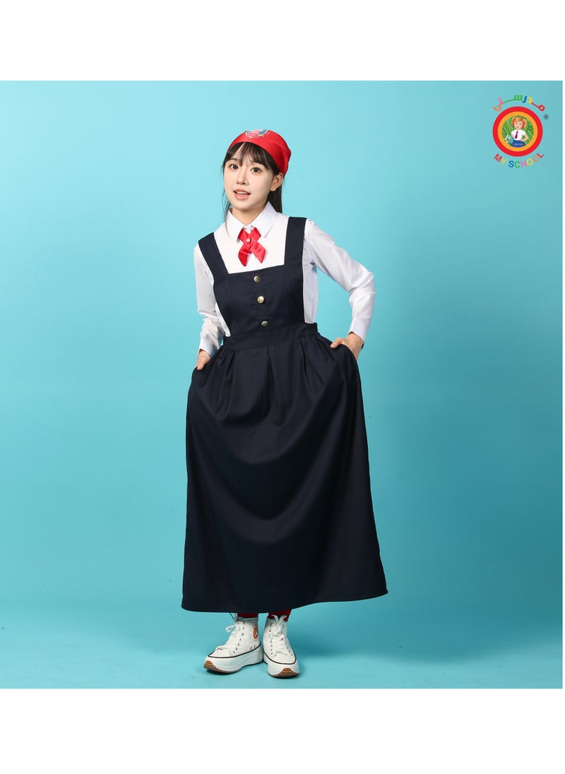 A navy blue, square-cut apron only, with a red tie - pzsku/Z16C49B88925D5FBDC056Z/45/_/1698079242/31639736-2a22-4e9b-8d40-e8993df7c488