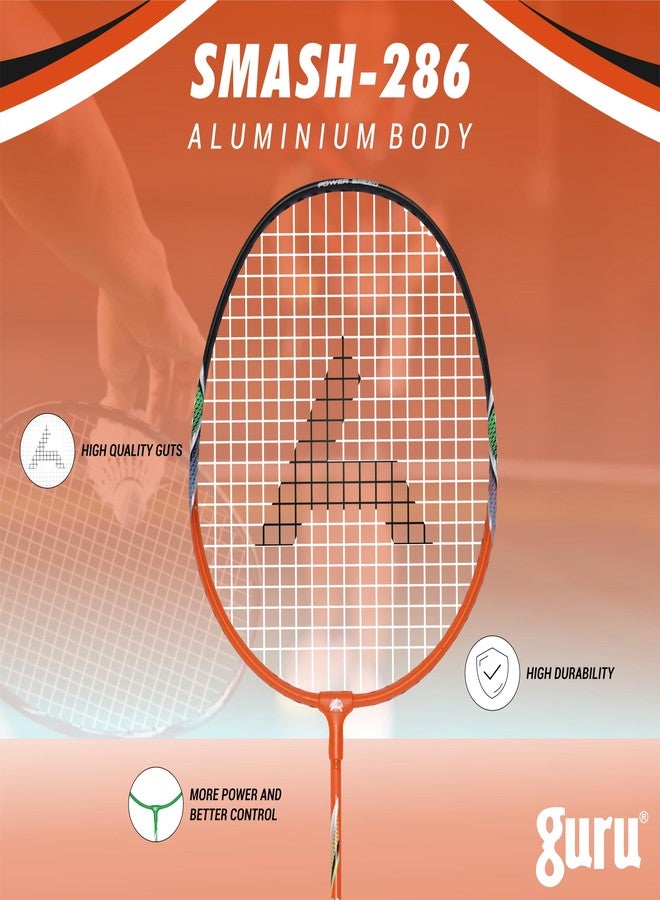 GURU Smash-286 Orange Heavy Duty Aluminium Badminton Racket Pack of 1 with Cover - Image 3