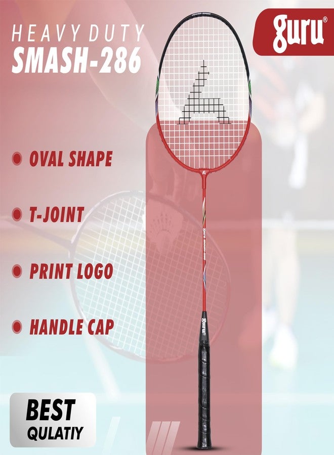 GURU Smash-286 Orange Heavy Duty Aluminium Badminton Racket Pack of 1 with Cover - Image 2