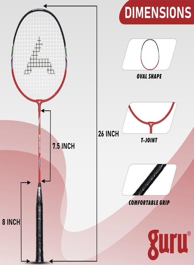 GURU Smash-286 Orange Heavy Duty Aluminium Badminton Racket Pack of 1 with Cover - Image 4