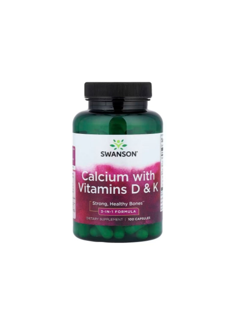 سوانسون كالسيوم مع فيتامين د وفيتامين ك ، 100 كبسولة