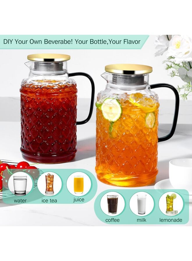 2 PCS Square Glass Pitcher, 1.8L Square Glass with Lid and Handle for Fridge, Iced Tea and Coffee Carafe Beverage Serveware, Heat Resistant Borosilicate Water Jug for Hot/Cold Drinks and Milk - Image 4
