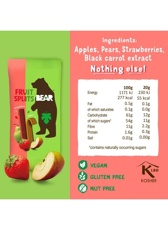 Bear Fruit Splits Strawberry & Apple 100% Natural Ingredients No Added Sugar 5 X 20G - Image 2