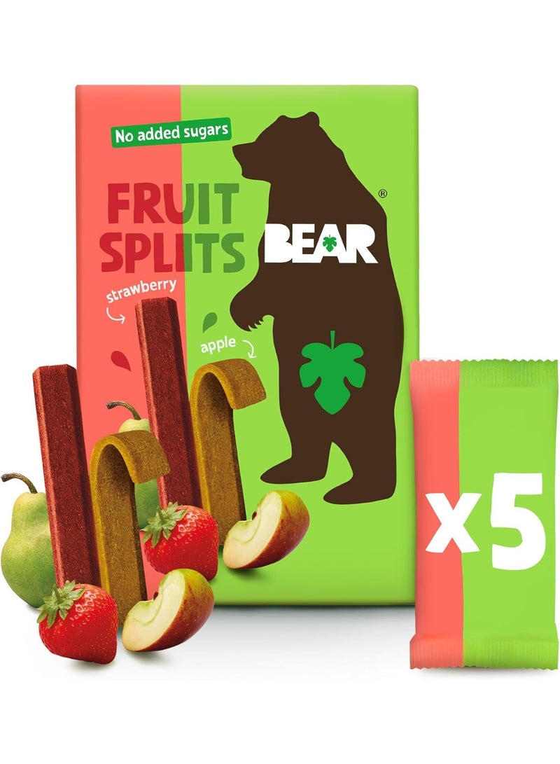 Bear Fruit Splits Strawberry & Apple 100% Natural Ingredients No Added Sugar 5 X 20G - Image 1