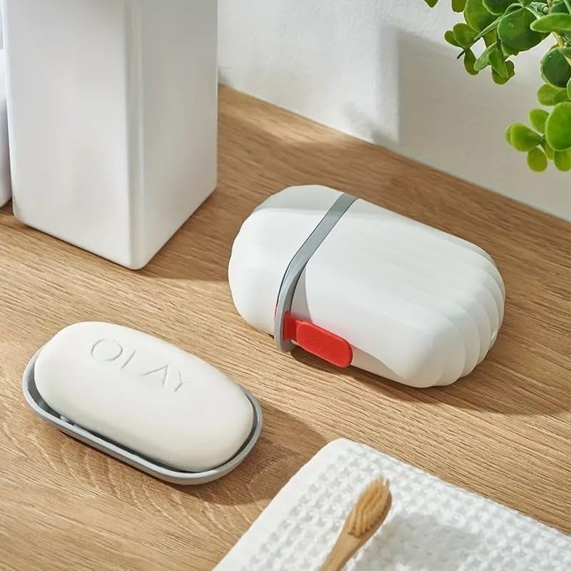 RAYMOX Leakproof Travel Soap Case,Waterproof Container Draining Layer,Portable for Bathroom,Camping,Gym Dish Home Bathroom Plastic with Cover Holder Outdoors Use Lid Drain (1) - Image 3