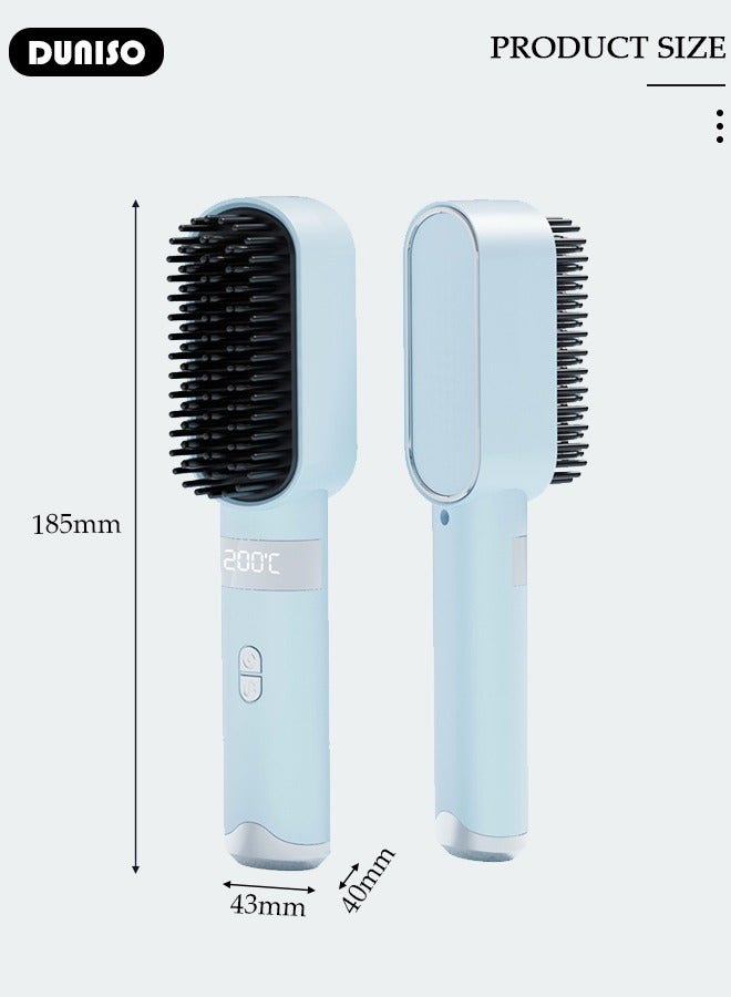 DUNISO Rechargeable Hair Straightener Brush,Portable Straightener Brush for Type-c Charging, Ergonomic Design Hair Straightener Comb, Lightweight Anti-Scald Straightener with 4 Temp Settings for Home and Travel - Image 4