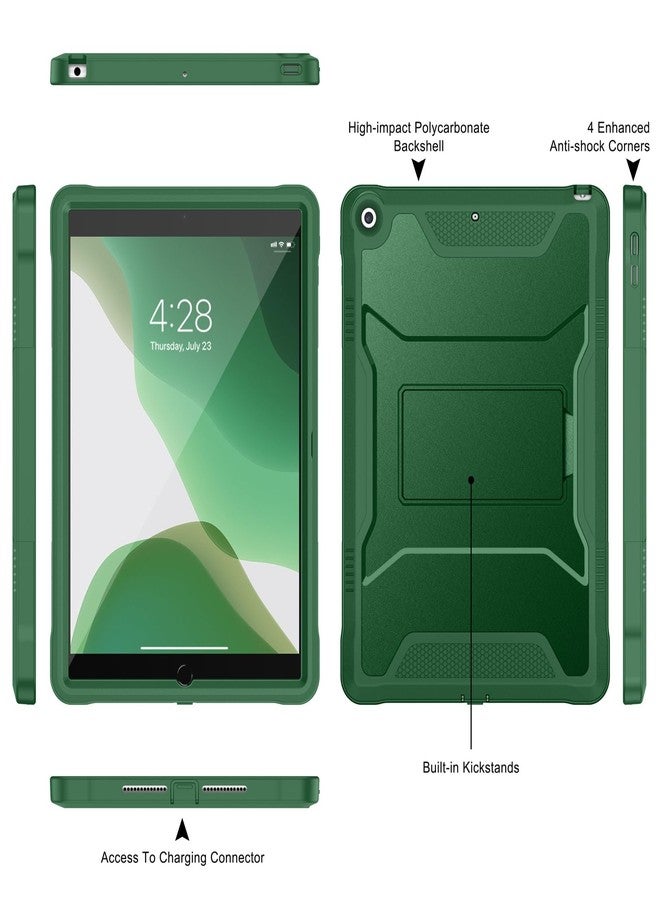 Soke Case for iPad 9th/8th/7th Generation 10.2-Inch (2021/2020/2019 Release), with Built-in Screen Protector and Kickstand, Rugged Full Body Protective Cover for Apple iPad 10.2 Inch - Alpine Green - Image 3