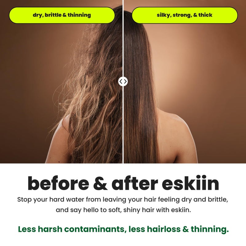 Eskiin رأس دش إيسكين المفلتر - أفضل رأس دش مع فلاتر لشعر وبشرة صحية - جهاز تنعيم المياه عالي الضغط للمياه العسرة - يقلل من قشرة الرأس، يحمي الشعر الملون، ويهدئ البشرة الجافة (أسود) - Image 4