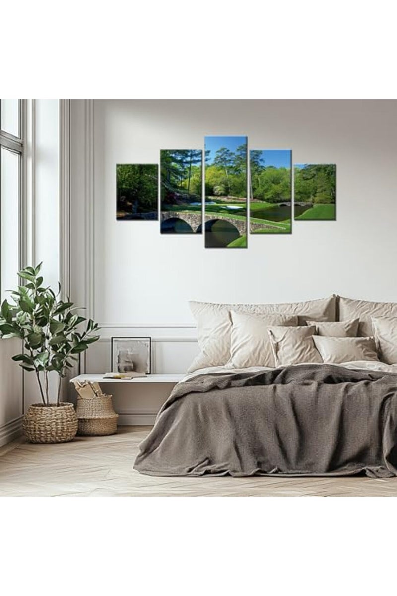 Artbrush Tower Augusta National Golf Course 12th Hole Wall Art Pictures Golf Club Wall Decor Office Decorations Posters Framed Paintings 5 Pieces Canvas Prints Poster Ready to Hang - Image 2
