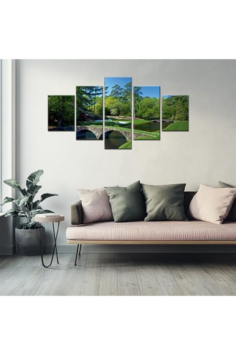 Artbrush Tower Augusta National Golf Course 12th Hole Wall Art Pictures Golf Club Wall Decor Office Decorations Posters Framed Paintings 5 Pieces Canvas Prints Poster Ready to Hang - Image 3