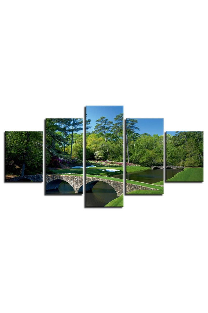 Artbrush Tower Augusta National Golf Course 12th Hole Wall Art Pictures Golf Club Wall Decor Office Decorations Posters Framed Paintings 5 Pieces Canvas Prints Poster Ready to Hang - Image 1