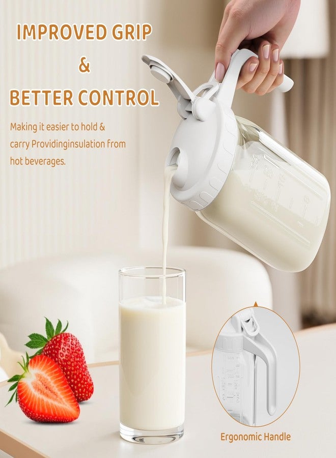 OneDream Breast Milk Pitcher, Mason Jar 32 oz, Heavy Duty Wide Mouth Jar with White Flip Cap Lid and Pour Spout, Airtight Seal for Freshness and Convenience, Formula Pitcher Great for Cold Beverages - Image 3
