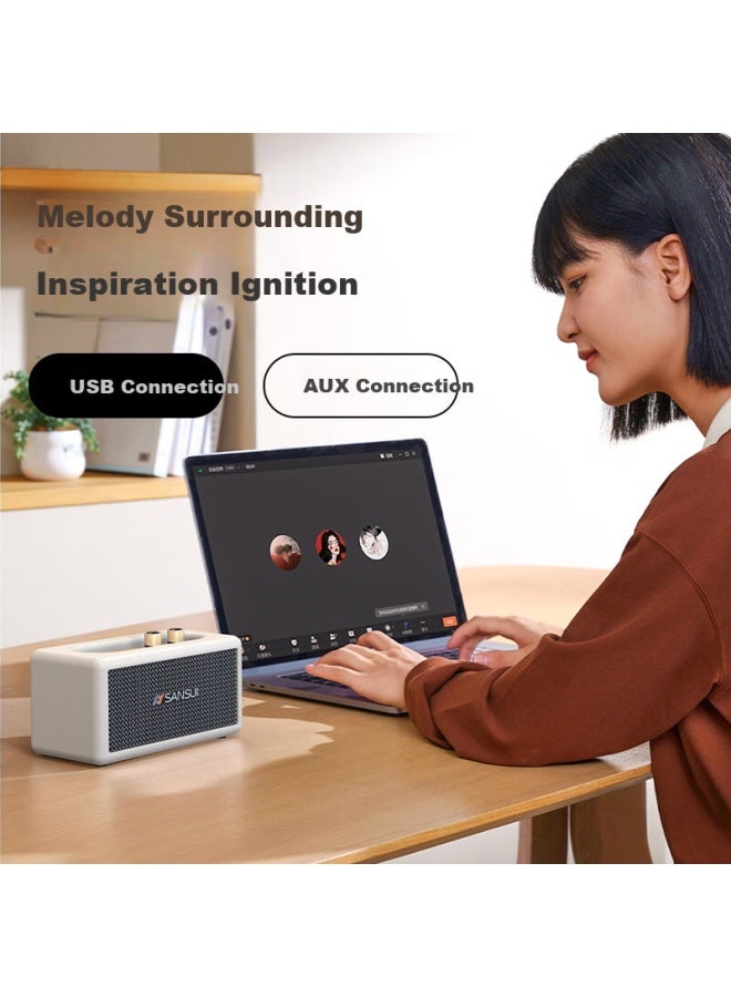 Sansui مكبر صوت بلوتوث لاسلكي عالي الجودة Q3 مع مضخم صوت، صوت محيطي ستيريو، مكبر صوت ميني محمول لسطح المكتب، مشغل موسيقى بحجم كبير للاستخدام المنزلي، أسود - Image 5