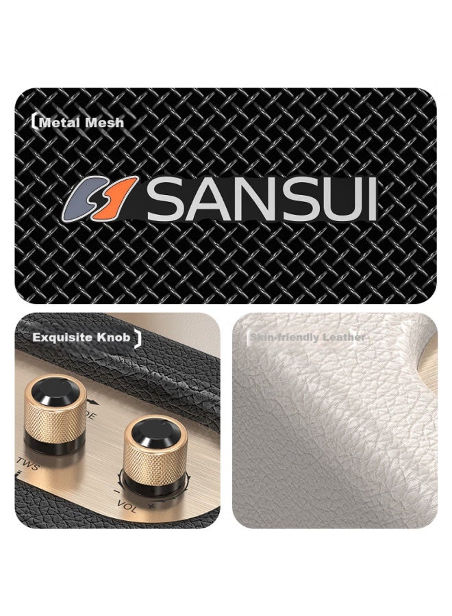 Sansui مكبر صوت بلوتوث لاسلكي عالي الجودة Q3 مع مضخم صوت، صوت محيطي ستيريو، مكبر صوت ميني محمول لسطح المكتب، مشغل موسيقى بحجم كبير للاستخدام المنزلي، أسود - Image 2