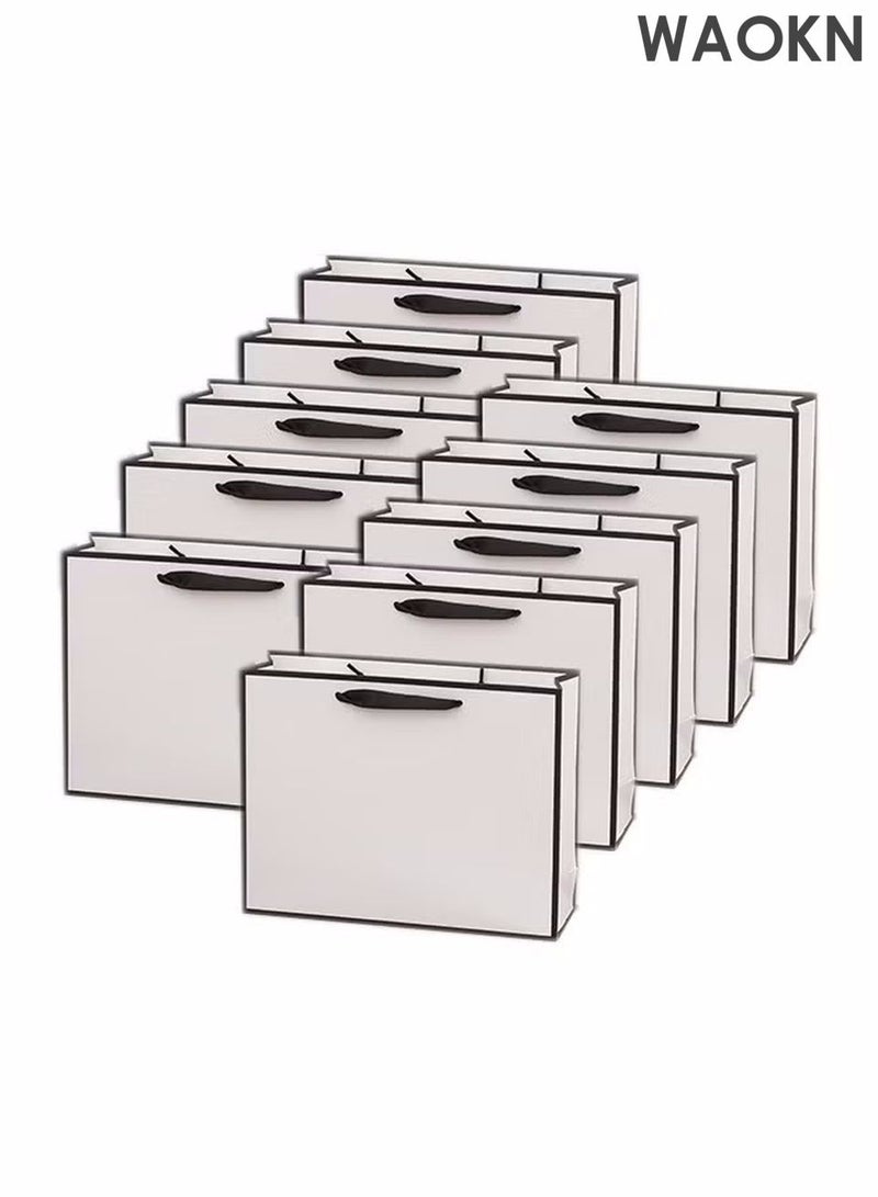 WAOKN 10 Pieces high-quality kraft Party Favor Bags,Shopping Bag,Party Bags For Kids, supplies Snack candy Gift Bag Food Bags,Bags For Birthday Wedding Celebrations Party Favors for birthday parties, bachelorettes, hen parties, weddings, bridal showers, Valentine’s Day, etc 27*21*8（White） - Image 1