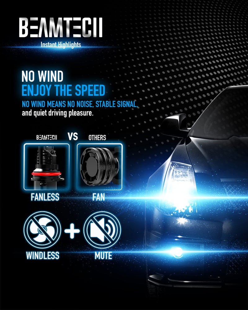 BEAMTECH Bulb, 9007 Fog Light Bulbs Powersports Light Bulb Fanless in Line 6500K Pack of 2 - Image 3