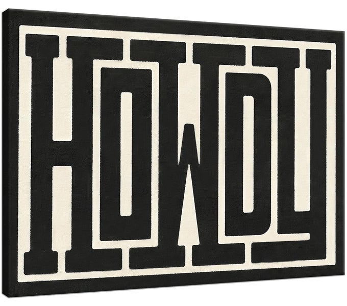 FRAMED FUNKY BIG HOWDY CANVAS WALL ART WESTERN MODERN DECOR BLACK AND WHITE SOUTHWESTERN COUNTRY RANCH SIGN PICTURE PRINT MINIMALISM TRENDY FARMHOUSE LIVING ROOM ART24X36IN FRAMED