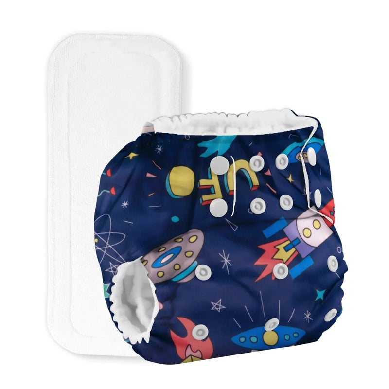 Noniu Leakage-proof cloth diapers for babies | High absorbent Reusable Cloth Diapers with Inserts – Adjustable | Washable & Reusable Baby Diaper Pack of 1 (Assorted Prints) - Image 1