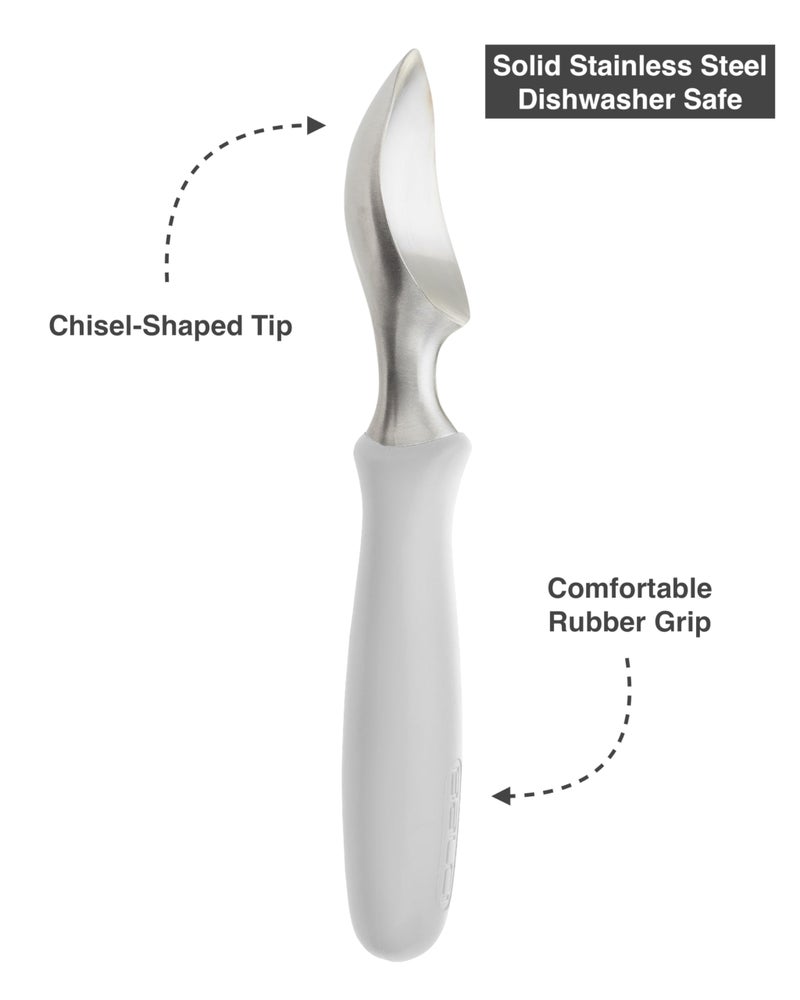 BALCI Ice Cream Scoop - Heavy Duty Stainless Steel Icecream Scooper With Non-Slip Rubber Grip - Professional Metal Ice-Cream Spade - Dishwasher Safe – Grey - Image 3