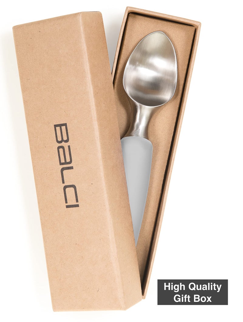 BALCI Ice Cream Scoop - Heavy Duty Stainless Steel Icecream Scooper With Non-Slip Rubber Grip - Professional Metal Ice-Cream Spade - Dishwasher Safe – Grey - Image 2