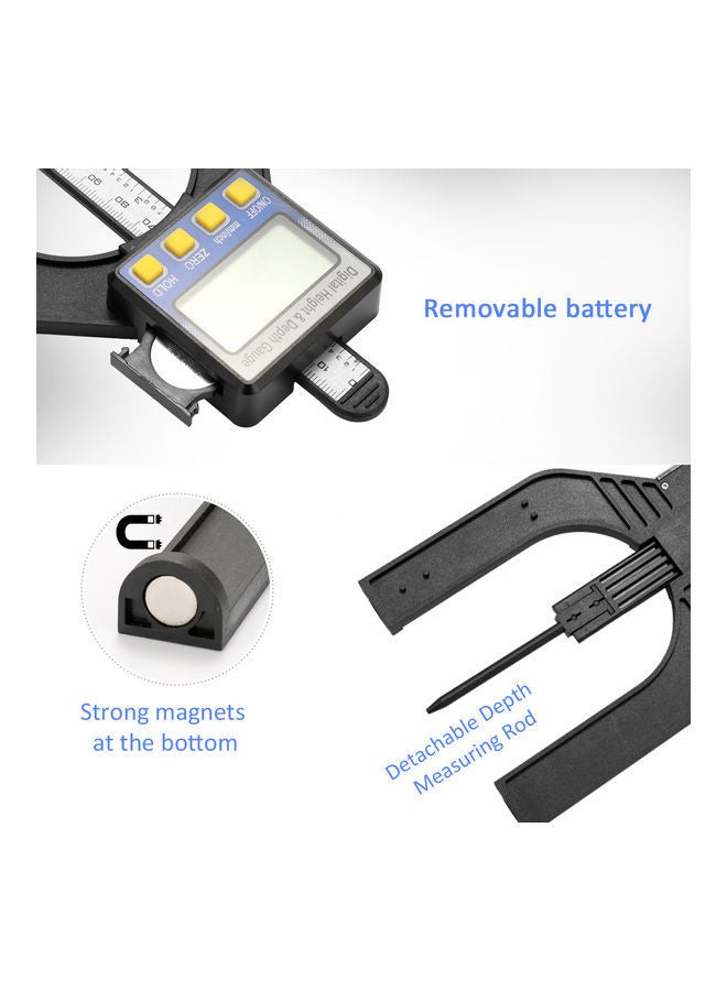 NIBEMINENT High Accuracy LCD Digital Display Slide Caliper Vernier Ruler Height and Depth Gauge, Measuring Range of 0-85mm Bottom with Magnets Black 20.50X2.00X12.50centimeter 20.50 X 2.00 12.50cm  - Image 3