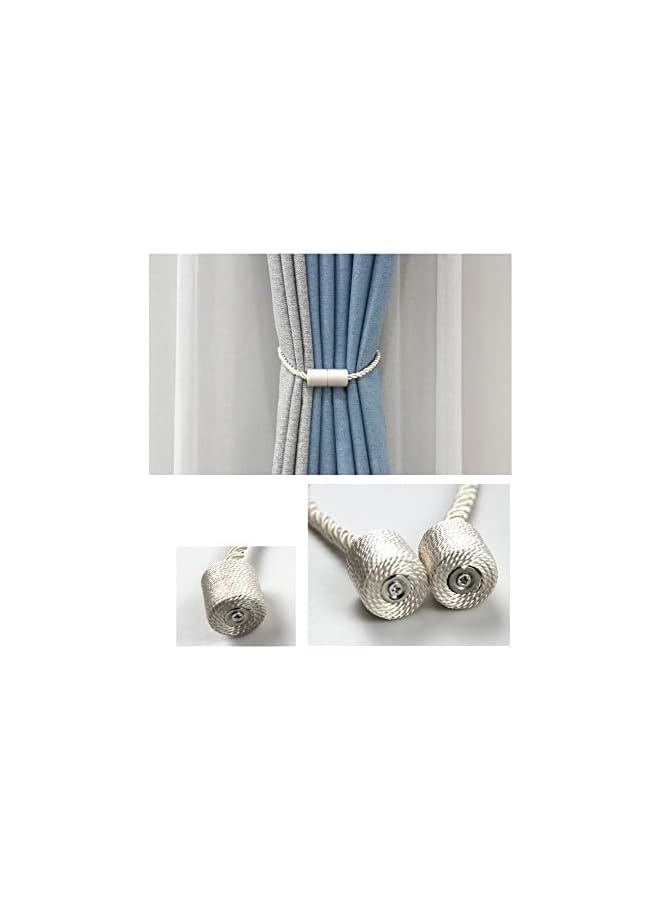 The Bros Curtain Tiebacks, 2 Pack Beige Strong Magnetic Curtain Tiebacks Outdoor Elegant Decorative Tie Backs Modern Rope Tiebacks for Drapes Window Curtain Holdbacks for Draperies - Image 5