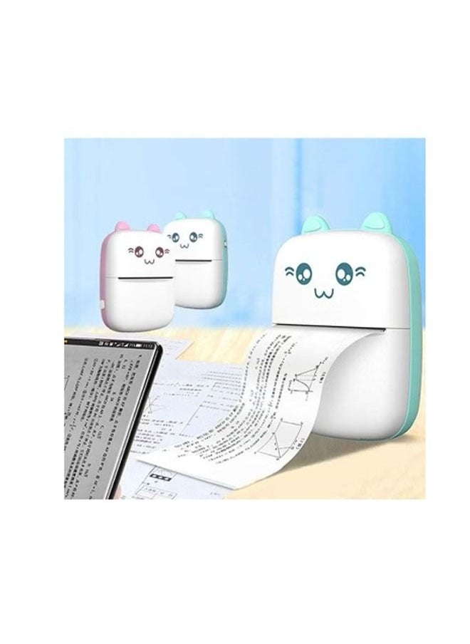 Mini Thermal Pocket Printer Wireless Text Black and White Photo Printer Paper Portable Printer Suitable for Mobile Phones That Support Bluetooth Blue