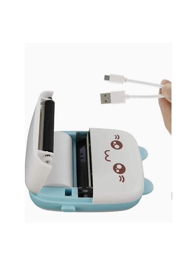 Mini Thermal Pocket Printer Wireless Text Black and White Photo Printer Paper Portable Printer Suitable for Mobile Phones That Support Bluetooth Blue