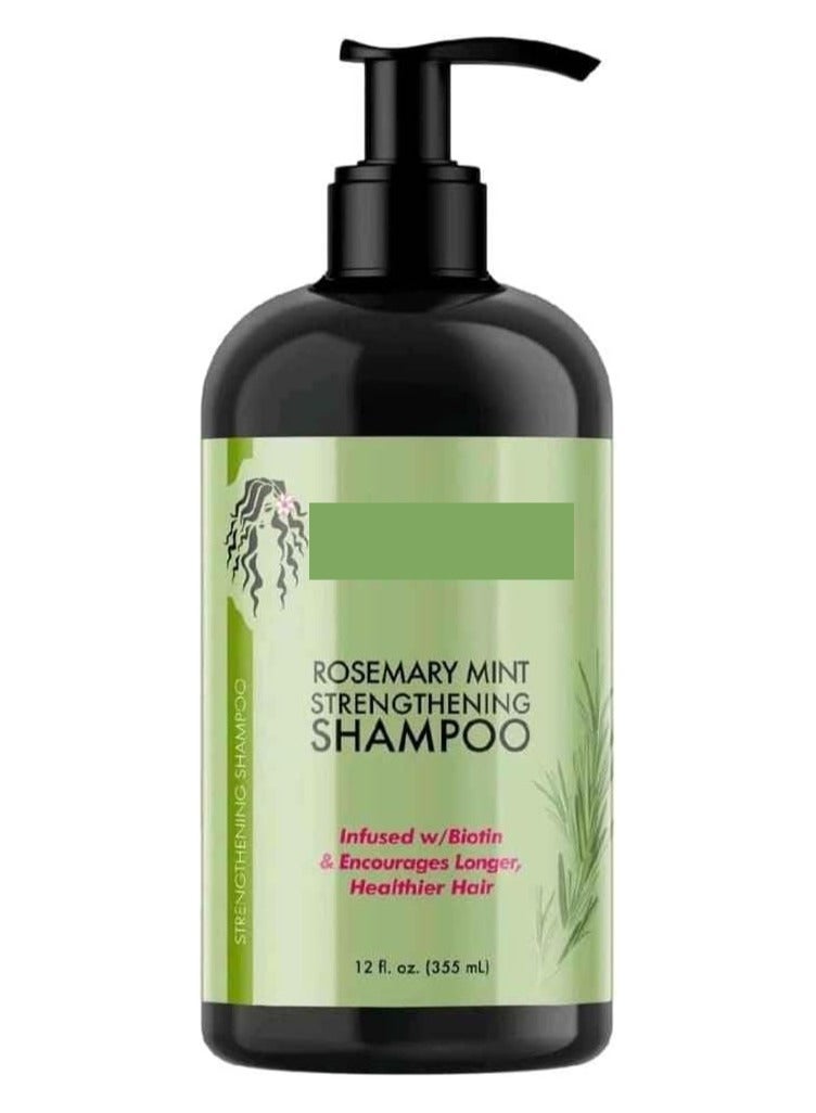 DubaiGallery مجموعة تقوية إكليل الجبل والنعناع العضوية - شامبو، بلسم، قناع للشعر - مدعمة بالبيوتين، تنظف وتساعد في تقوية الشعر الضعيف والهش 355 مل / 12 أونصة - Image 2