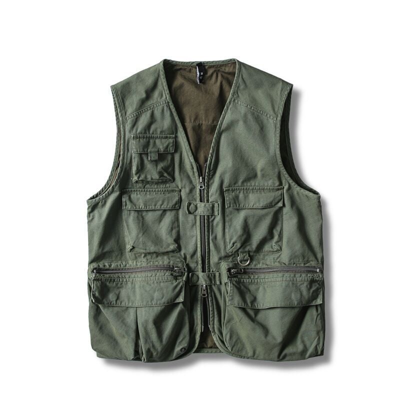Japanese Retro Vest Casual Multi-Pocket AutumnAce-M13 vest# Green Ace-M13 vest# Green
