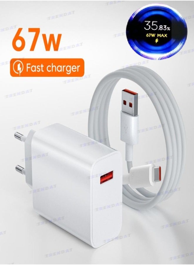 Generic - Original Turbo Charger 67W  + Type-C 6A charging cable for Xiaomi, Poco and Redmi phones - Image 1