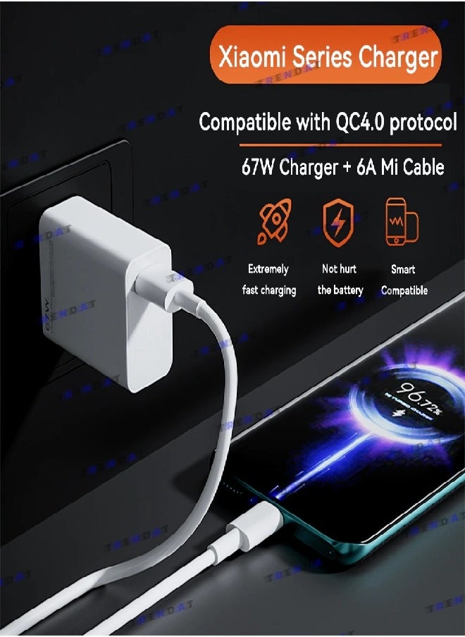 Generic - Original Turbo Charger 67W  + Type-C 6A charging cable for Xiaomi, Poco and Redmi phones - Image 1