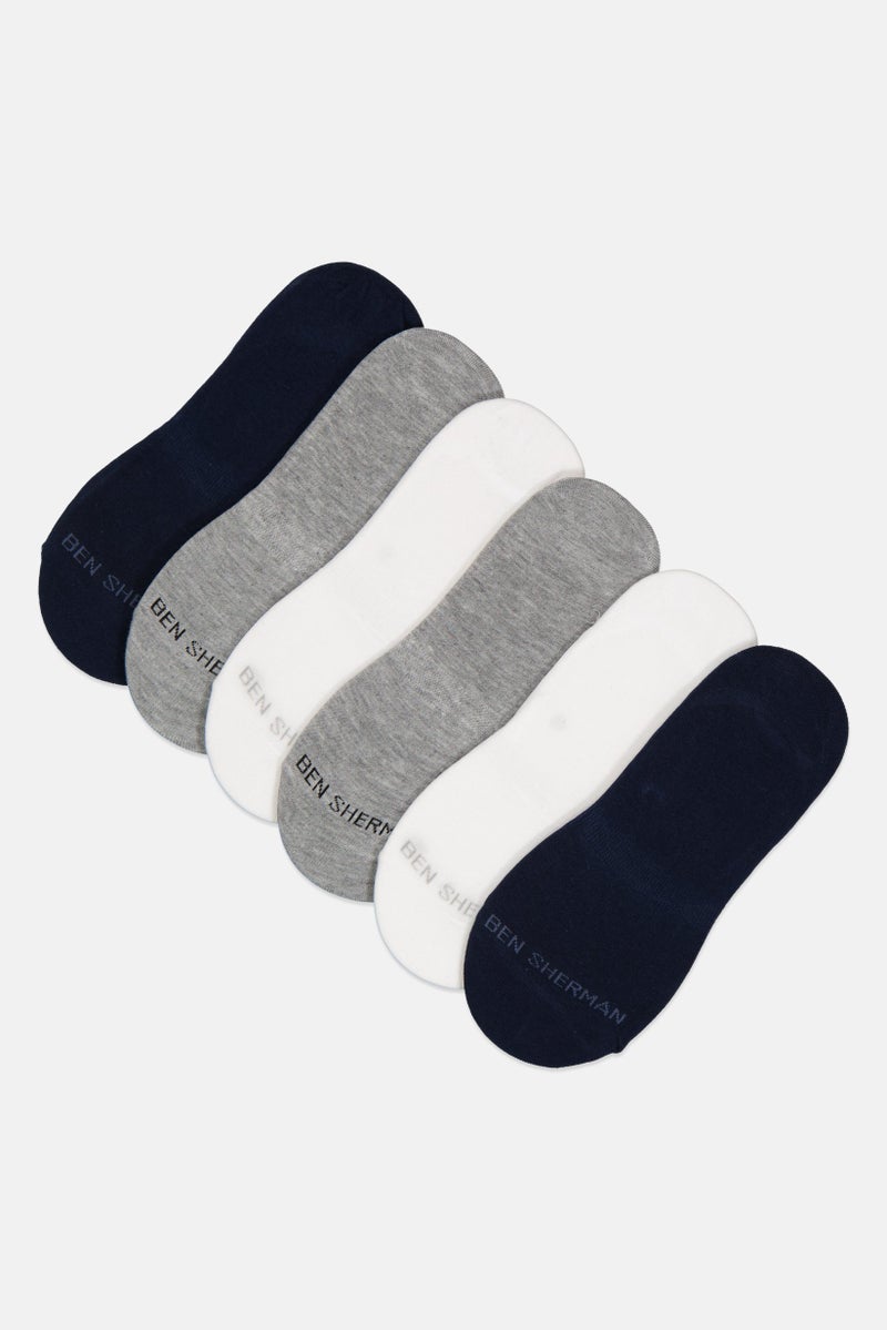 Ben Sherman Men 6 Pairs Brand Logo Silicone Heel Grip Socks, Multicolor  - Image 1