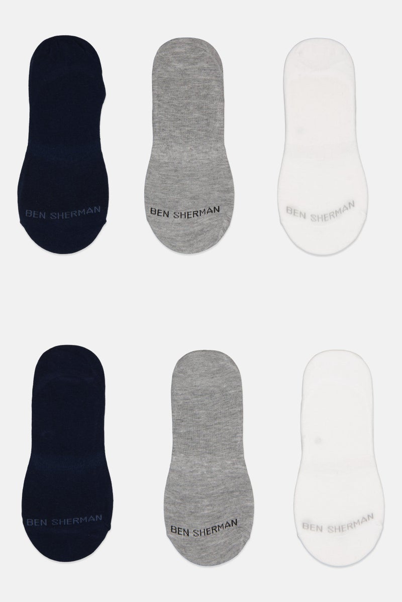 Ben Sherman Men 6 Pairs Brand Logo Silicone Heel Grip Socks, Multicolor - Image 2
