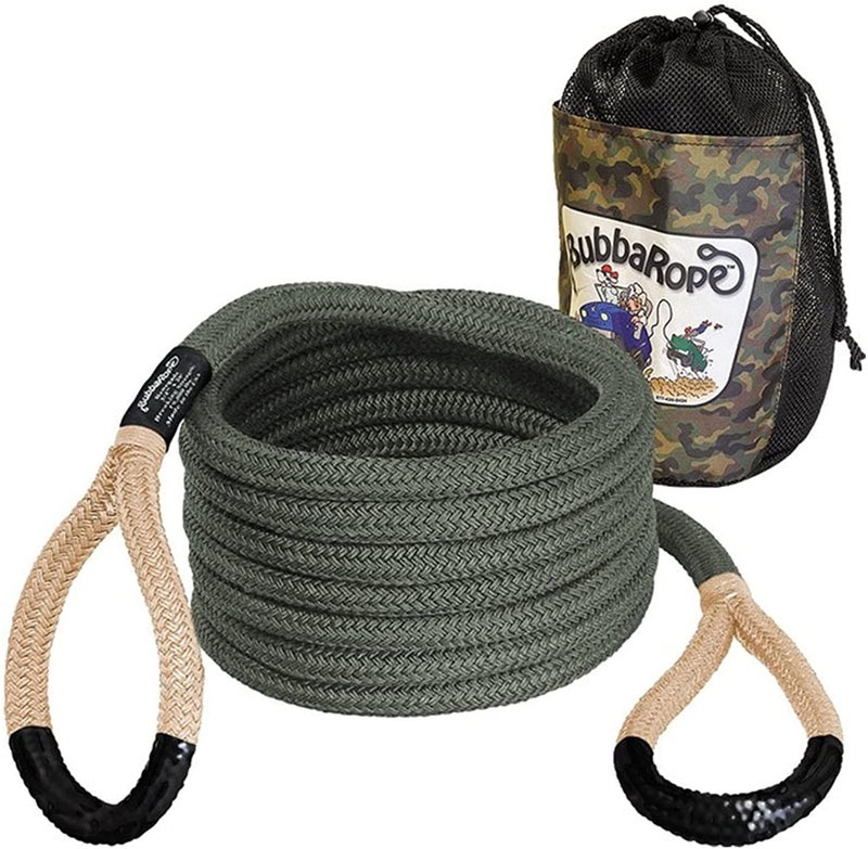 Bubba Rope RENEGADE 176655BKG OffRoad Power Stretch Kinetic Kit 34 x 20 Recovery Rope With Breaking Strength of 19000 In Tane Green Accessory Ideal for Recovery and Towing Stuck Vehicles