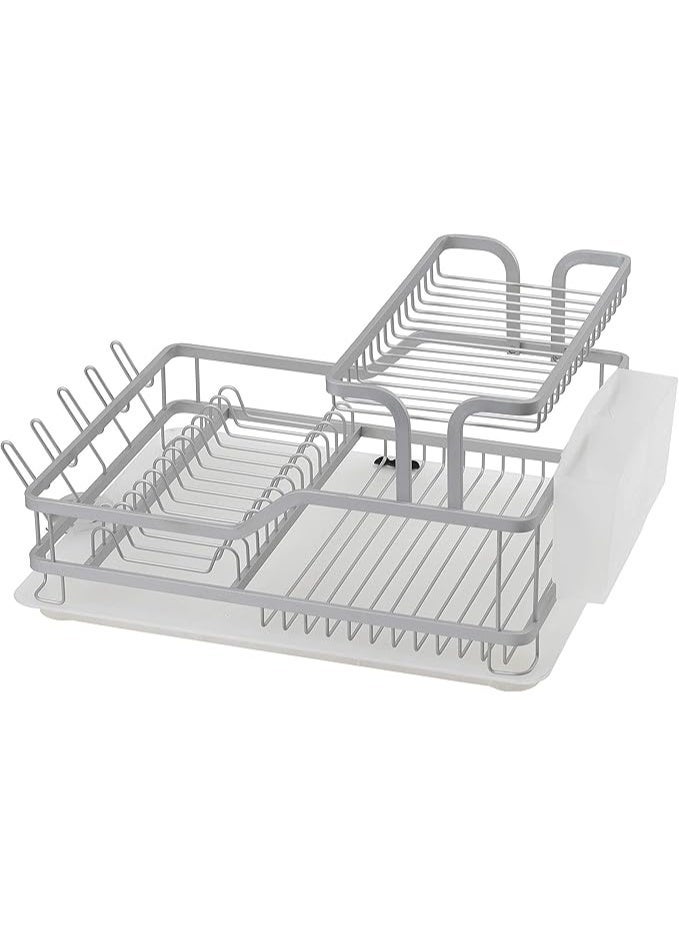 B&S BRIGHTSTONE B&S BRIGHT STONE PA-2305A Beige Aluminum Dish Drying Rack for Kitchen Counter, (57.6 x 38 x 27 cm) - Image 1