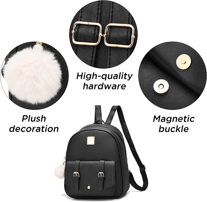 Floky 32 all Fashion Girls 3-PCS Fashion Cute Mini Leather Backpack sling & pouch set for Women/gift for girlfriend - Image 5