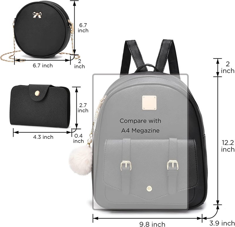 Floky 32 all Fashion Girls 3-PCS Fashion Cute Mini Leather Backpack sling & pouch set for Women/gift for girlfriend - Image 3