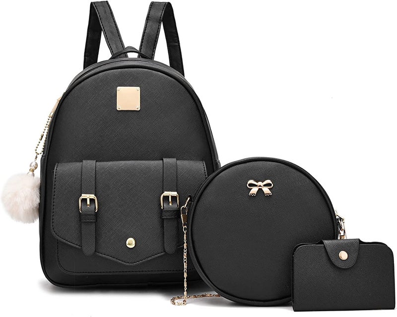 Floky 32 all Fashion Girls 3-PCS Fashion Cute Mini Leather Backpack sling & pouch set for Women/gift for girlfriend - Image 1