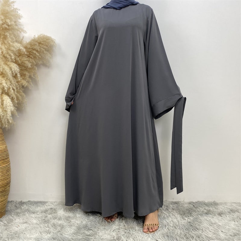 monica fashion Simple All-Match Nida Solid Color Dress - Image 1