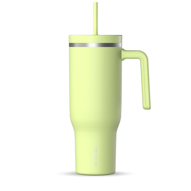 Hydrapeak Voyager 40 Oz Stainless Steel Tumbler with Handle Insulated Water Bottle With Straw Lid Cupholder Friendly Reusable Travel Mug Citrus