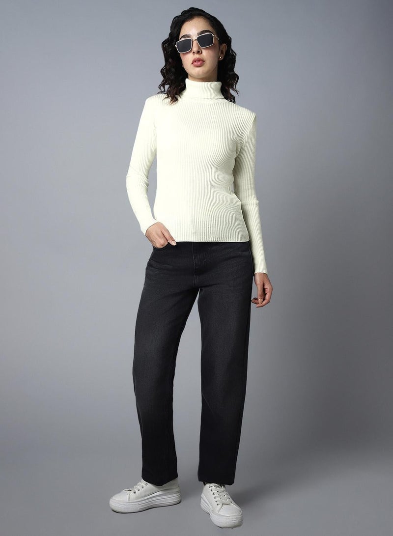 HIGH STAR Women's Pink 100% Acrylic Regular Fit Sweater - Image 2