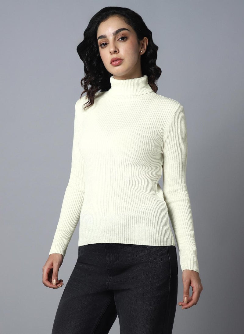HIGH STAR Women's Pink 100% Acrylic Regular Fit Sweater - Image 3
