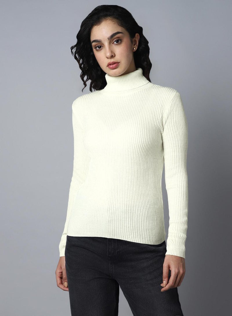 HIGH STAR Women's Pink 100% Acrylic Regular Fit Sweater - Image 1