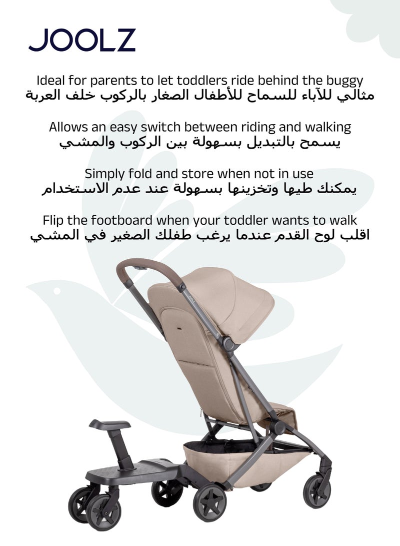 JOOLZ Footboard with Seat | Toddler Ride Board | Easy Attachment | Comfortable Walking Space | Flip-up Footboard for Toddler | Convenient Storage | 10 x 32 x 45 CM  Step 2: Arabic Translation - Image 4